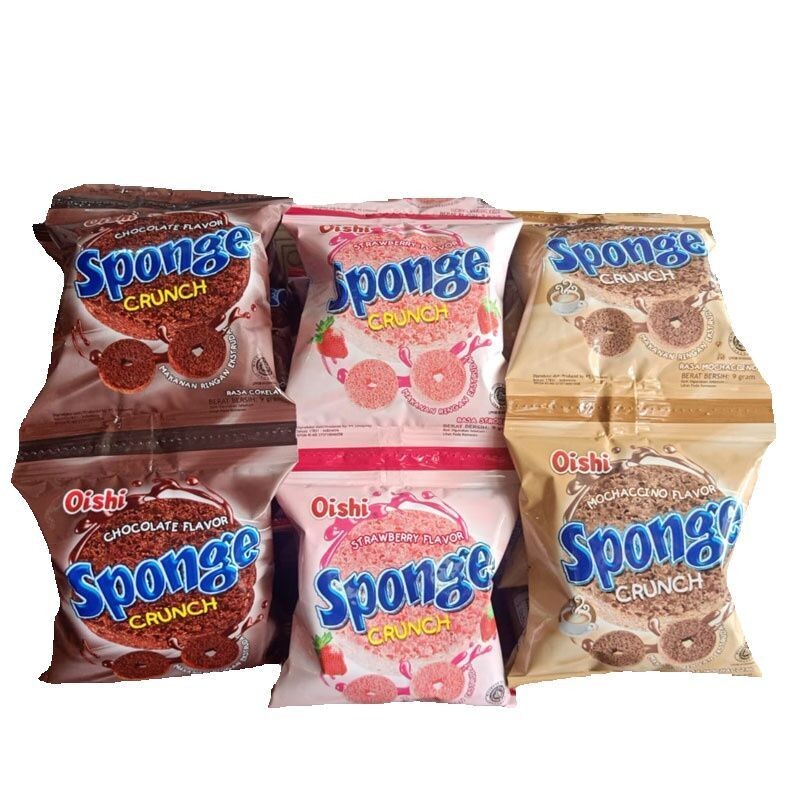 

snack sponge coklat,mochacino,strawberry 10 pcs x 9gr 1000an snack murah premium 1pack 10pcs