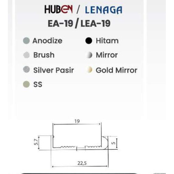 EA 19 - HUBEN / PROFIL ALUMINIUM / EDGING ALUMINIUM HUBEN EA - 19