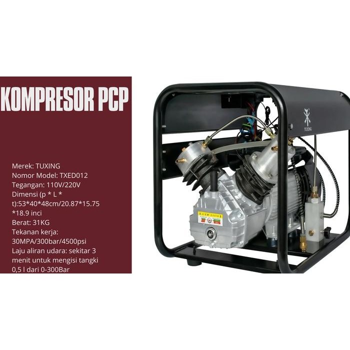 Terbaru Kompresor Pcp Tuxing 4500 Psi 300 Bar Autostop Untuk Scuba Diving