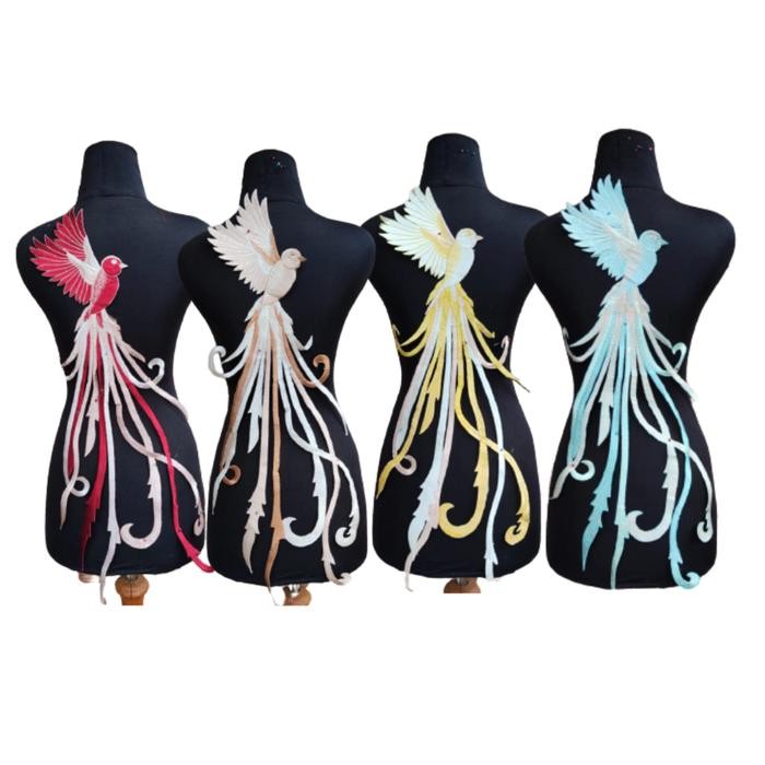 Renda Bordir Gamis Gaun Motif Burung Cheongsam