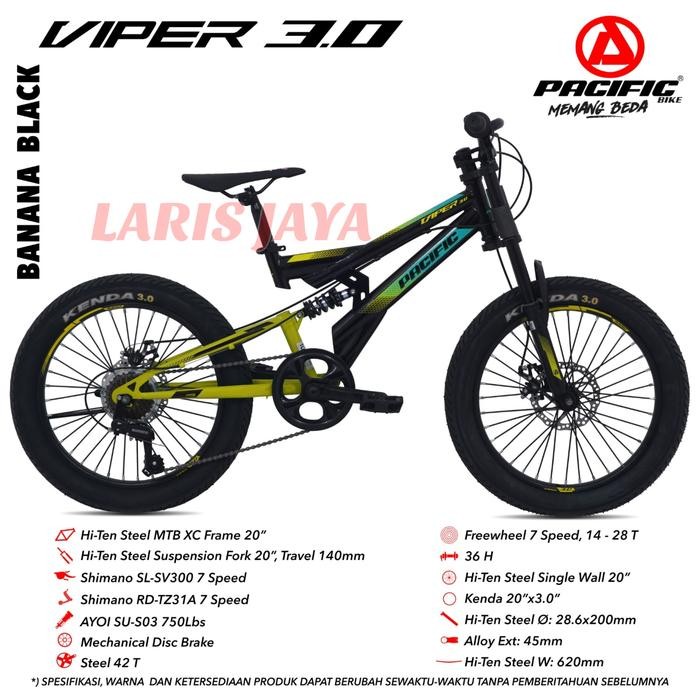 Sepeda pacific mtb anak viper 3.0 7 speed 20" full suspension MTB 20 PACIFIC VIPER 3.0 SEPEDA GUNUNG