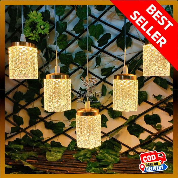 Lampu Prisma Dekorasi Gantung Akrilik Gelas Kristal 1 Set Isi 5 - Lampu Indoor Outdoor Kristal