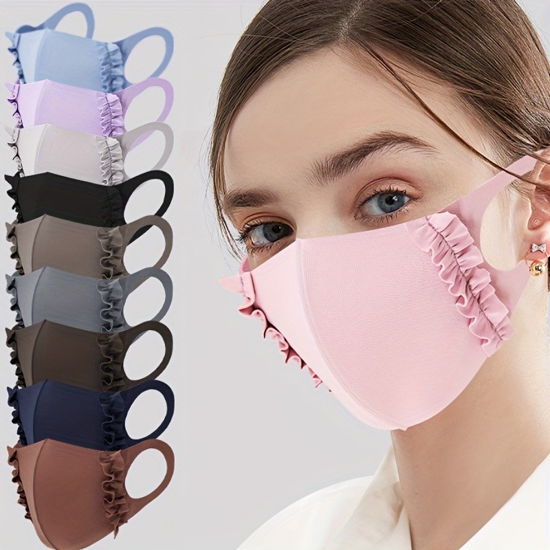 Women's Elegant Ice Facial Mask - Breathable, Sunscreen, Rhinestone Details, Elastic Fit, Hand