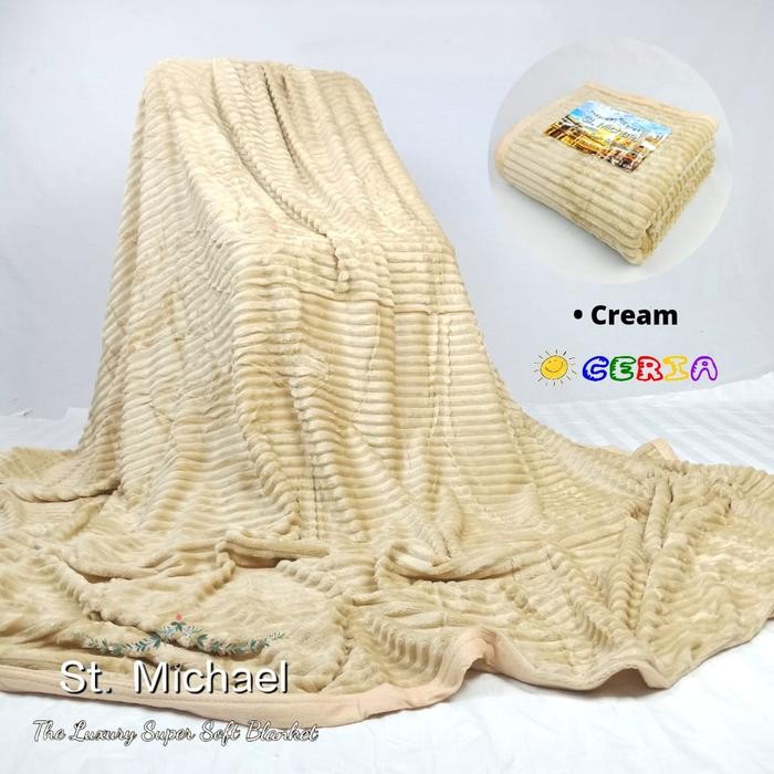 Selimut Bulu Lembut Tebal Jumbo Supersoft St.Michael 200x220Cm Cream
