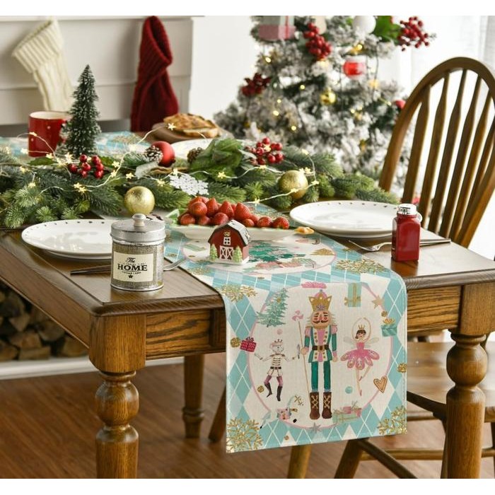 fiwa Table Runner Christmas Motif Nutcracker Taplak Meja Makan Kain Dekorasi Natal