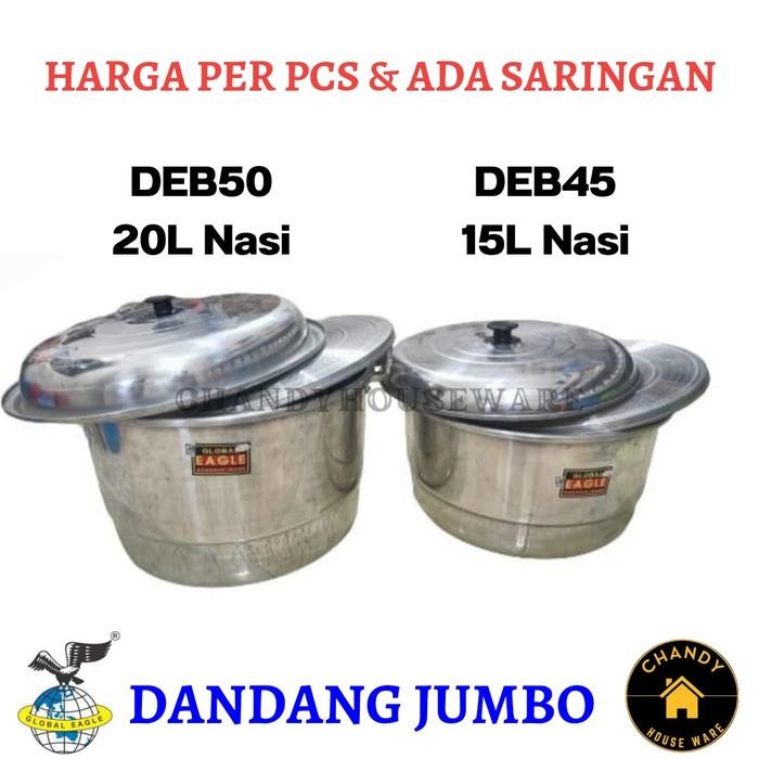 PREMIUM Panci Kukus Aluminium Global Eagle Jumbo Dandang Masak Nasi Langseng ukuran 45 50