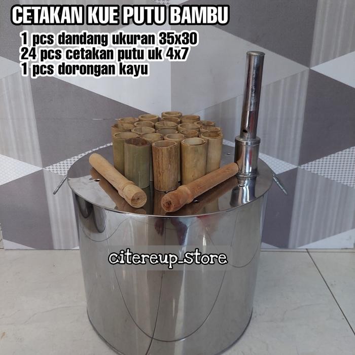 PREMIUM Dandang Kukus Cetakan kue Putu Lengkap 24 pcs / Cetakan putu bambu