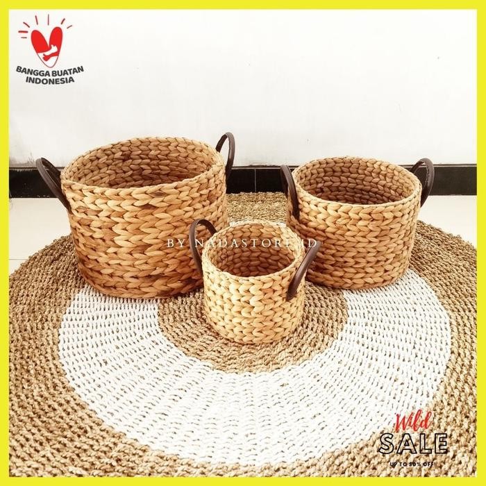 PREMIUM Keranjang anyaman Bulat / Laundry Basket / Storage Box Keranjang Bulat