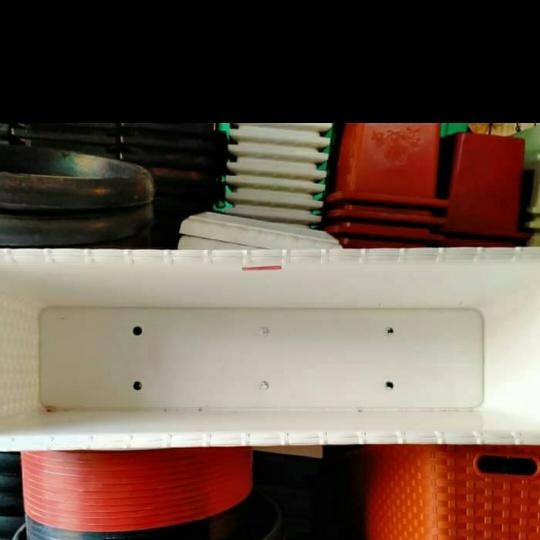 PREMIUM pot plastik panjang 60 cm. putih model anyaman