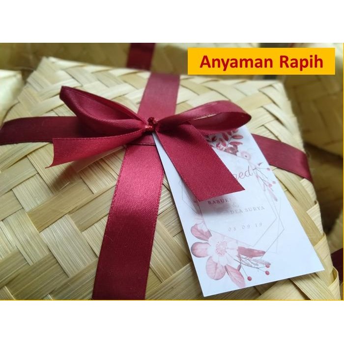PREMIUM Besek bambu anyaman dengan pita 20x20 / Pipiti hampers cantik