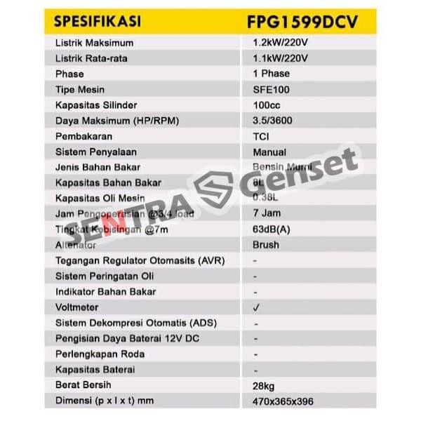 GENSET 1000 WATT. GENSET FIRMAN FPG 1599 DCV
