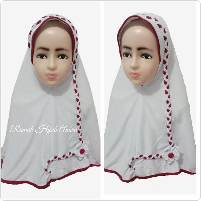 (Expert) Jilbab Anak Kaos Super Sekolah Kepang SD Putih Merah
