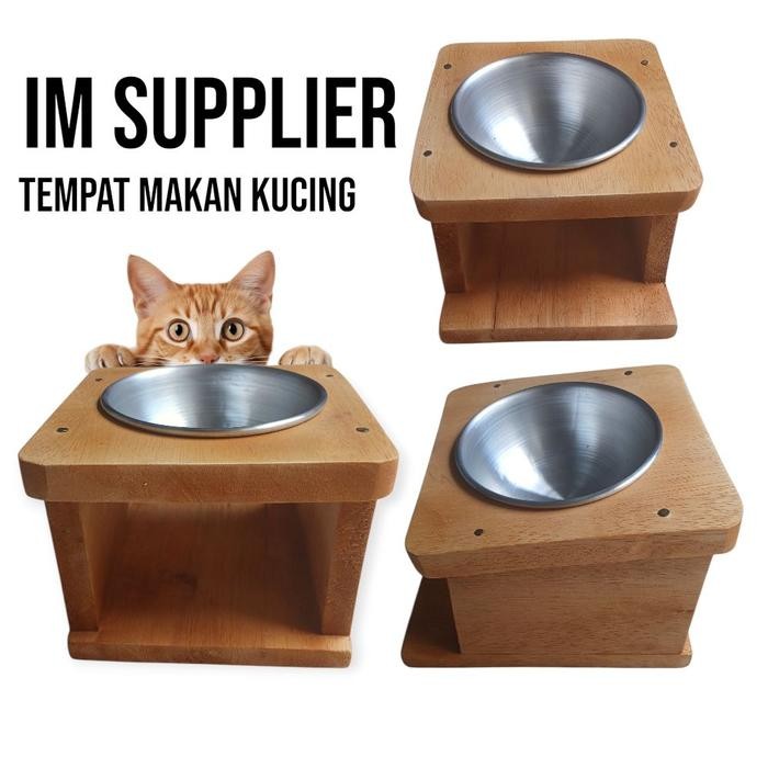 MARI MILIKI- TEMPAT MAKAN KUCING DARI KAYU TEMPAT MAKAN ANJING
