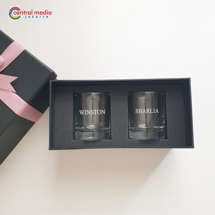TERBARU Hampers 2 Pcs Gelas Whiskey Grafir Custom Hard Box Engraved Glass BISA GOSEND