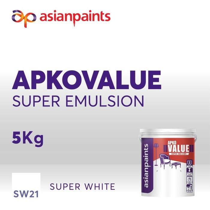 CAT TEMBOK & PLAFON ASIAN PAINT APKO VALUE SW21 SUPER WHITE 5KG