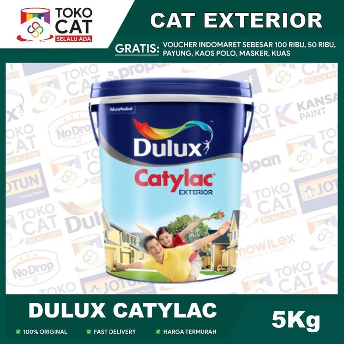 CAT TEMBOK LUAR DULUX CATYLAC EKSTERIOR WARNA PUTIH 5 KG GALON
