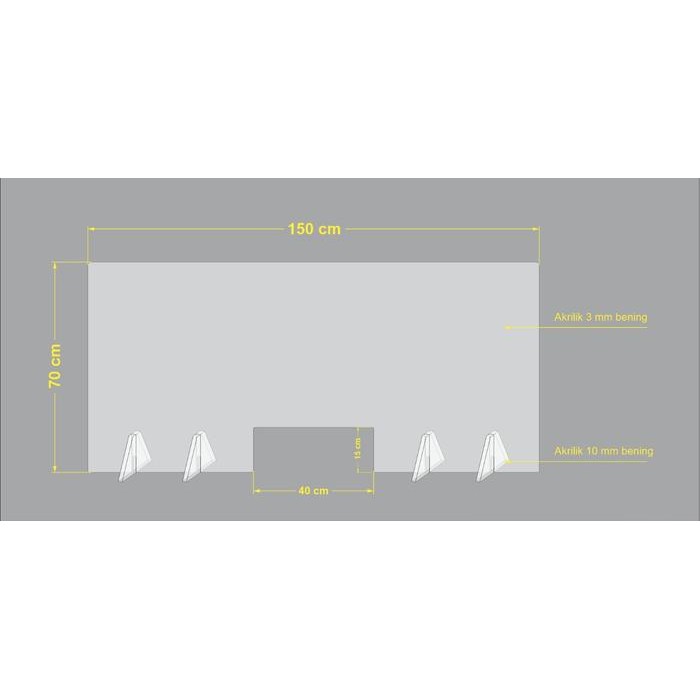 SEKAT/PARTISI/PEMBATAS MEJA AKRILIK 150X70CM 3MM