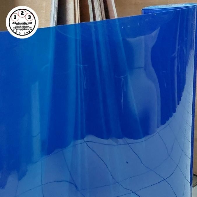 FIBER PAGAR BIRU POLOS TEBAL PER METER