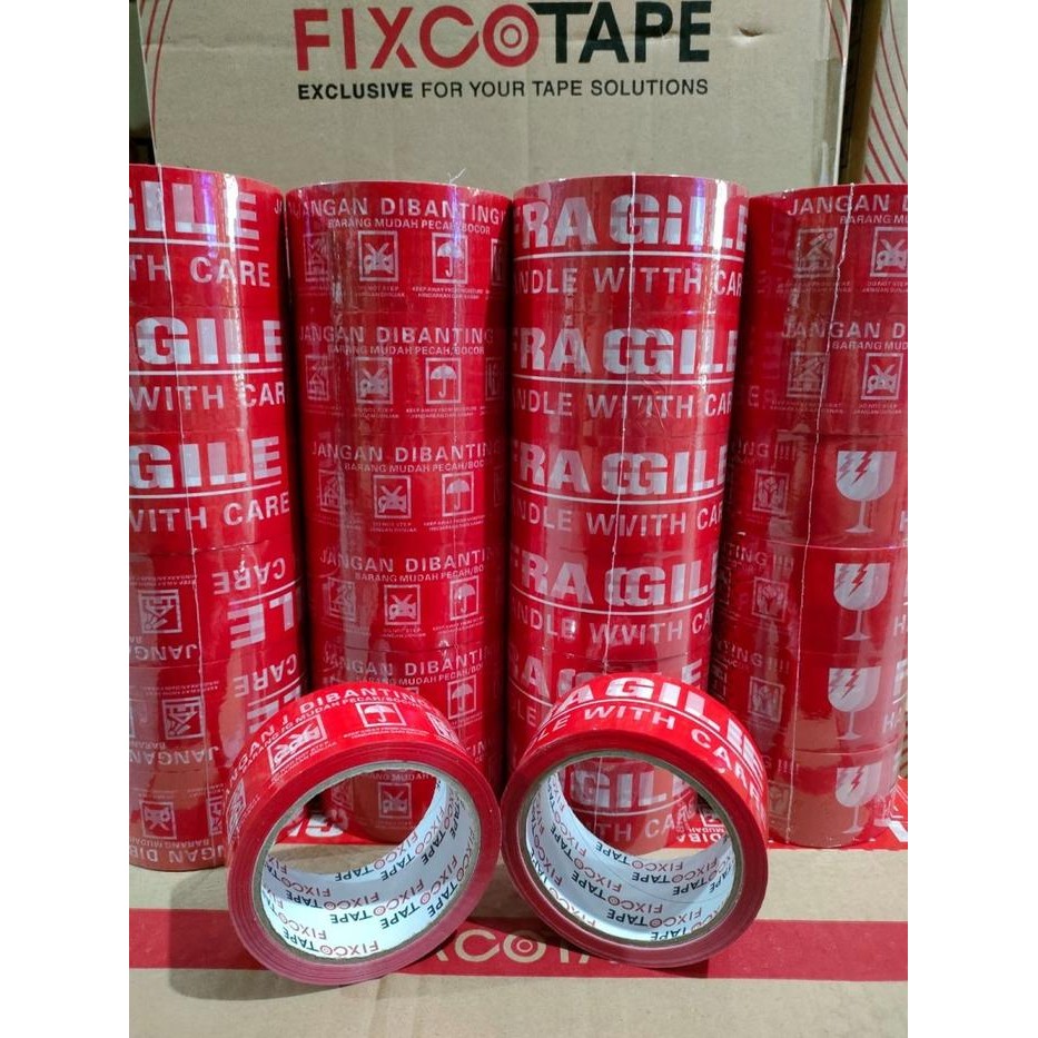 

6 PCS/SLOP Lakban Fragile Merah Jangan Di Banting 48mm x 60 Yard