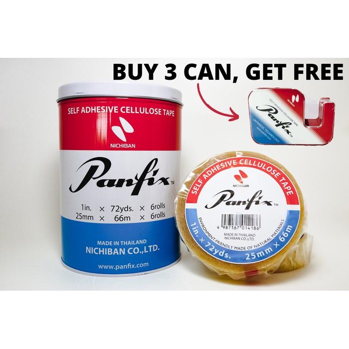

TERLARIS! PANFIX 1 INCH X 72YDS X CORE 3 INCH (6ROLLS/KALENG) CAN CELLULOSE TAPE