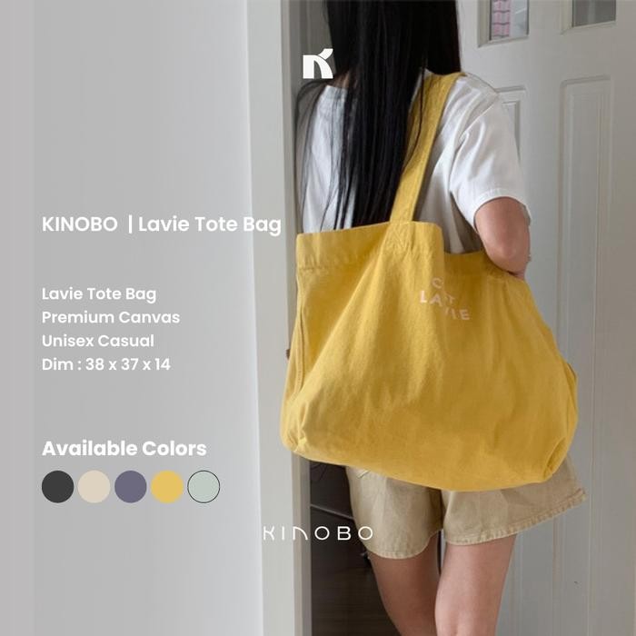 BEST SELLER KINOBO Lavie Tote Bag - Tas Tote Bag Wanita Tote Bag Pria Tas Kanvas Tote Bag Unisex Tas