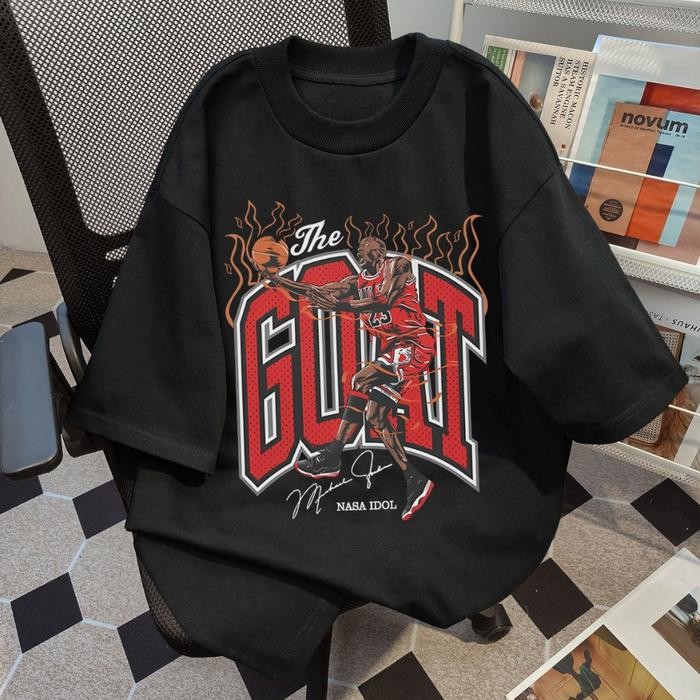 BEST SELLER NASA IDOL T-shirt Kaos Wanita Hitam Oversize Lengan Pendek vintage Render Print Pasangan