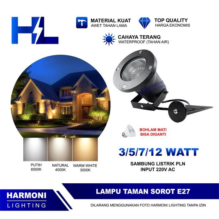 Terlaris Kap Lampu Sorot Taman Sorot Outdoor Waterproof Bohlam Fitting E27 SALE