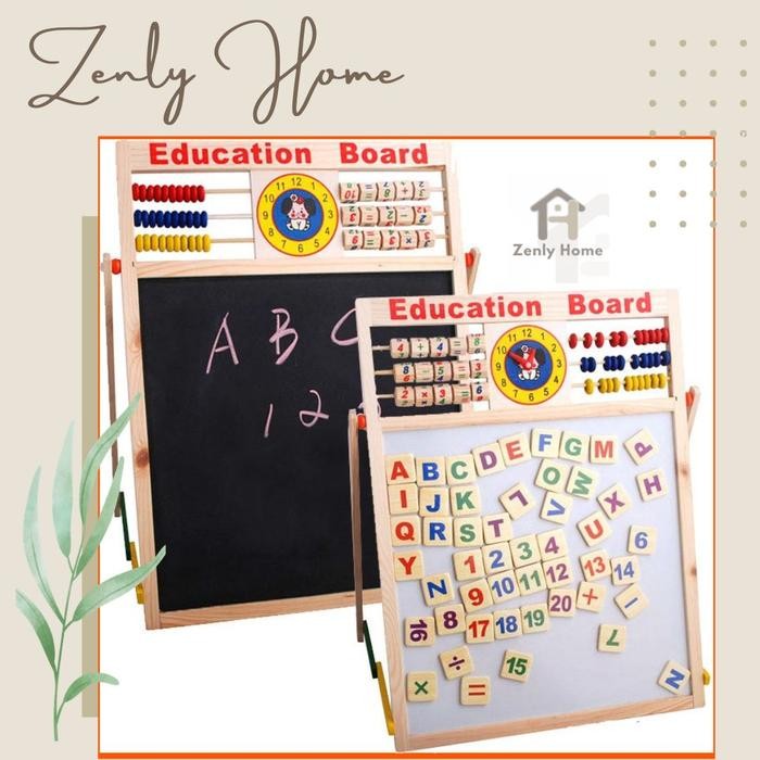 

Zen057- Papan tulis education magnet board magnet 2 sisi 2in1 besar/white n black board