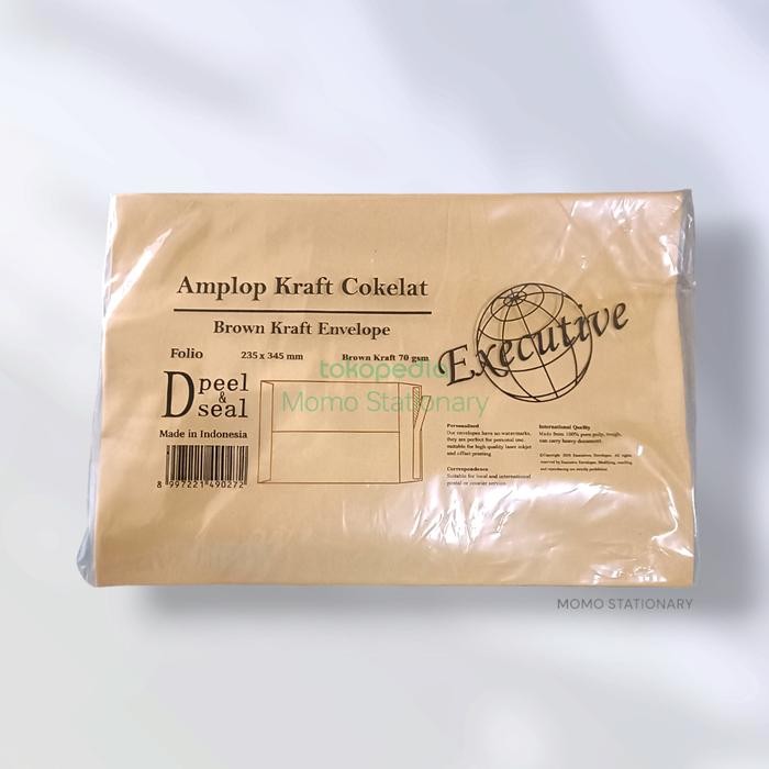 

AMPLOP KESING COKLAT KRAFT FOLIO EXECUTIVE 100 LEMBAR ( 1 PCS) KODE 988