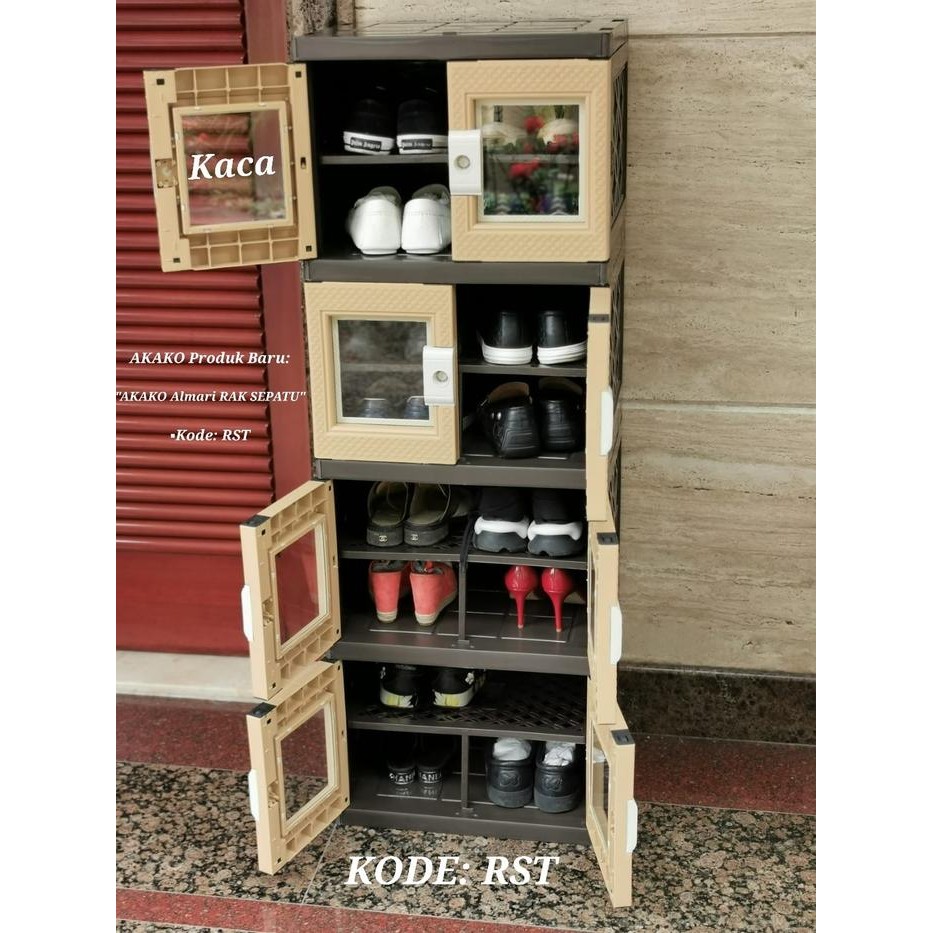 BEST SELLER AKAKO - LEMARI SEPATU KACA /RAK SEPATU KACA TERMURAH