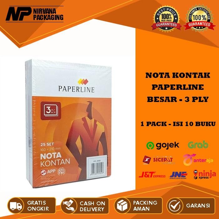 

NOTA KONTAN BESAR 3 PLY 3PLY PAPERLINE RANGKAP 3 / B3 PPL 1 PACK ISI 10 BUKU Merah Putih White