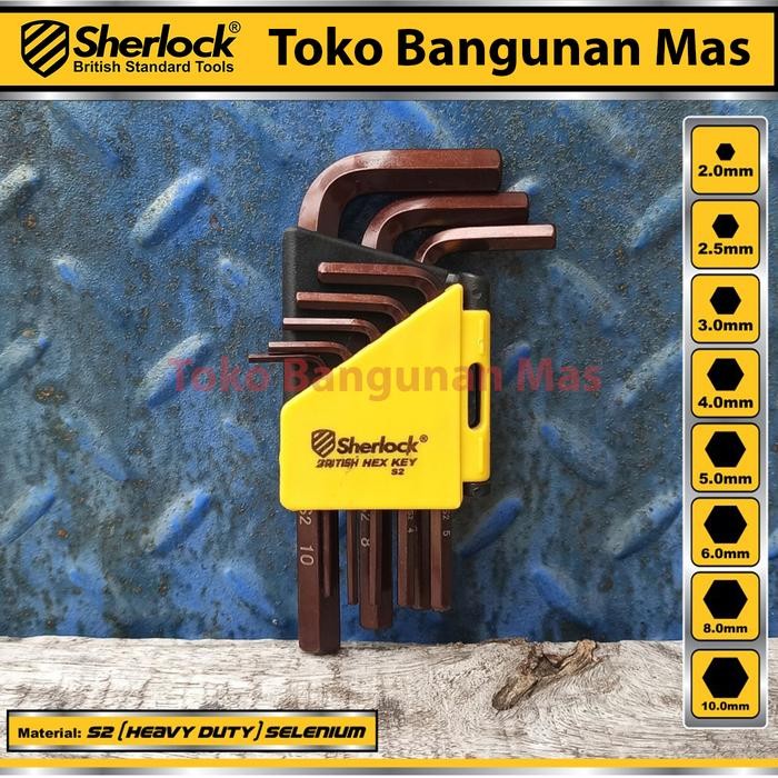 Kunci L Set 8 Pcs mm (Pendek) SHERLOCK HEX KEY / Kunci L Set SHERLOCK