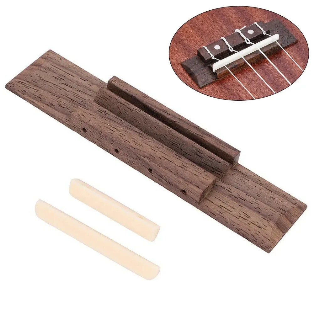 3pcs Ukulele Rosewood Bridge & Nut And Saddle Slotted For Guitar Ukulele Parts DIY Ukulele Musical