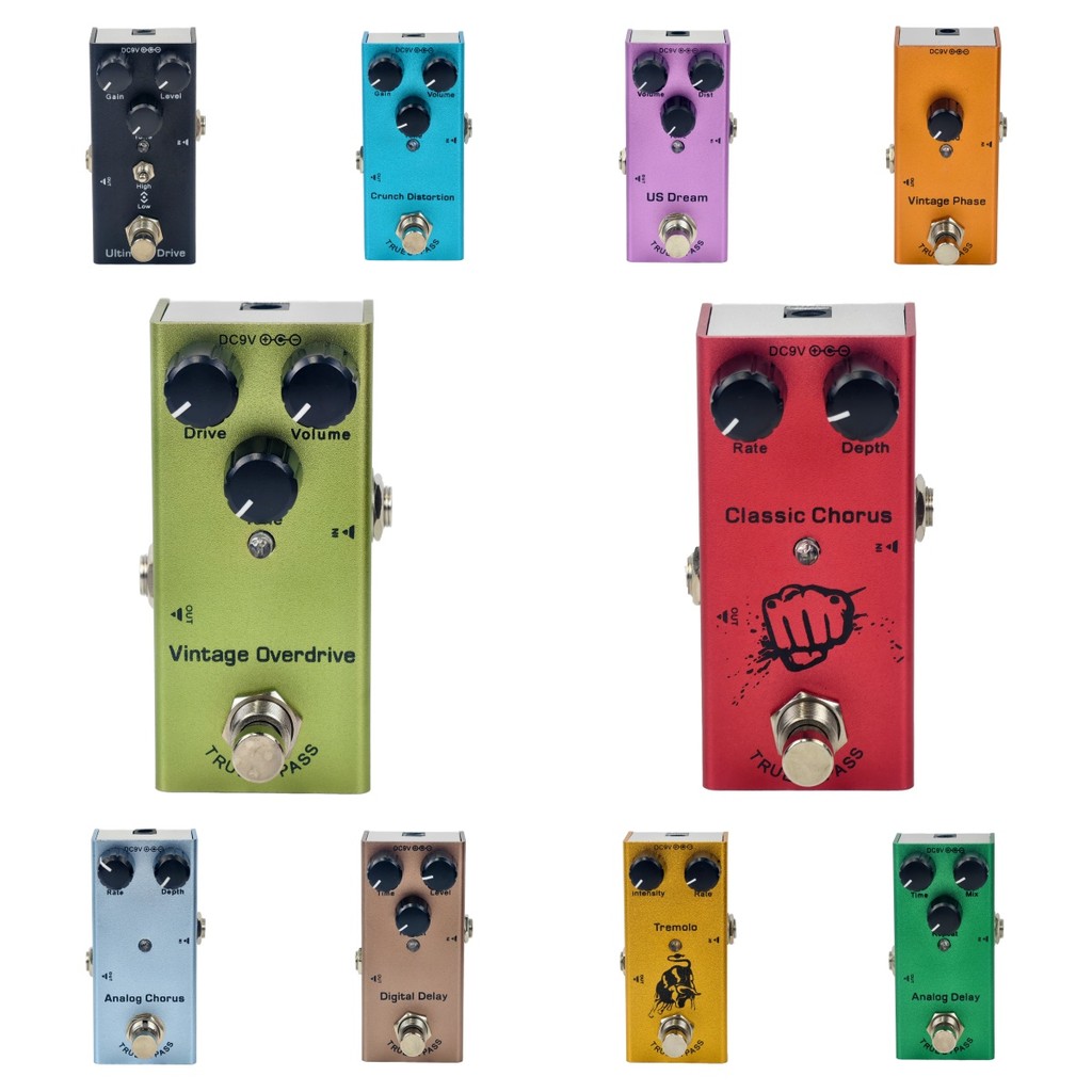Electric Guitar Pedal Overdrive/ Distortion/Chorus/Delay/Tremolo/Analog Delay True Bypass, Durable