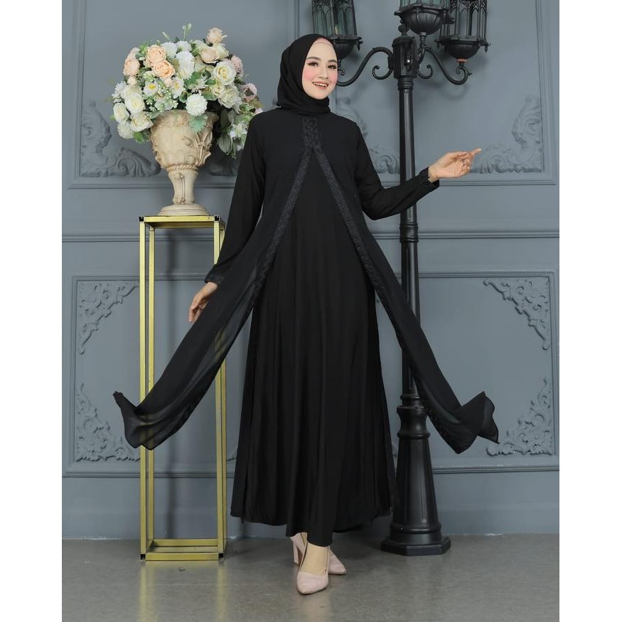 GALERI SICANTIK - COD - Gamis Abaya Turki Hitam Polos - Baju Abaya Hitam Polos Elegan 2023 - Gamis