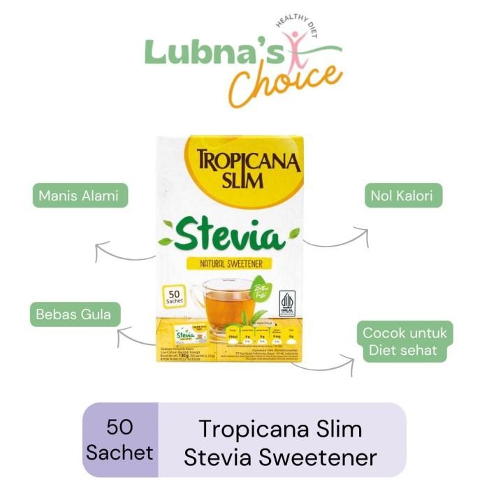 

(Allthebest) Tropicana Slim Sweetener Stevia 50 sachet - Pemanis Alami Nol Kalori