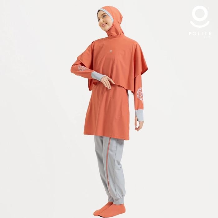 POLITE SWIM Baju Renang Muslimah Tun Dolphin Shark Nude Pale