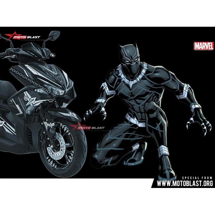 Decal Stiker Aerox Black Panther+Stiker Velg+Stiker 3M Reflektif