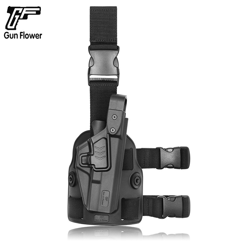 Glock 17/19 Tactical Drop Leg Platform with Level 3 Duty Gun Holster fit for Glock 17 19 19X 22 23 3