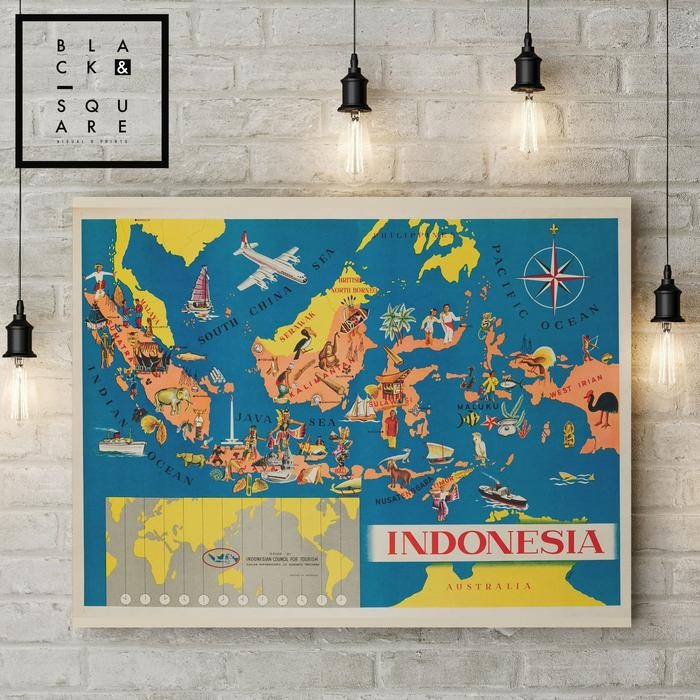 

HOT SALE! Poster Premium Plus Frame Kayu - Peta Indonesia Vintage 2 - Size A2