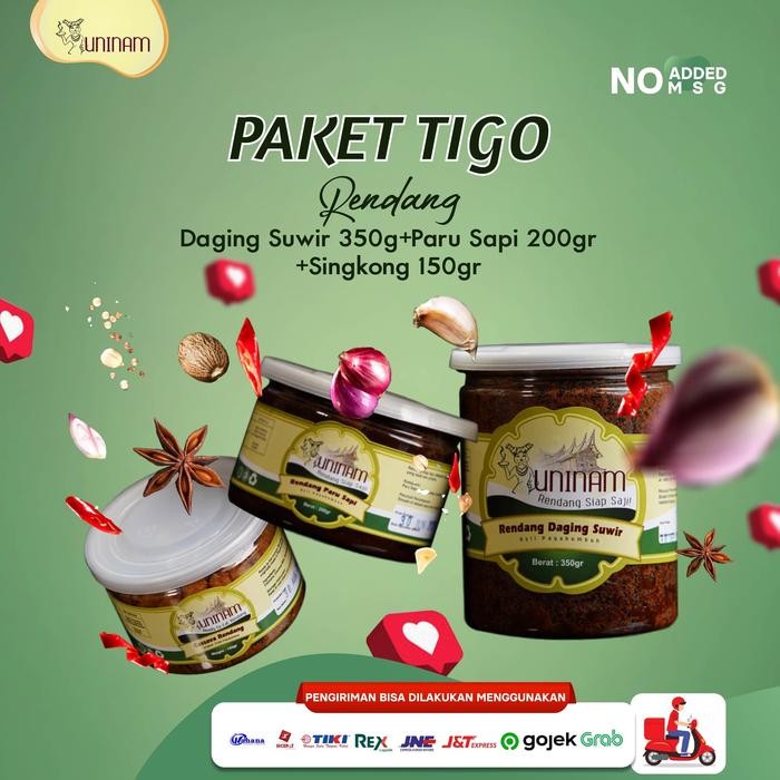 

rendang daging suwir, paru, singkong paketan