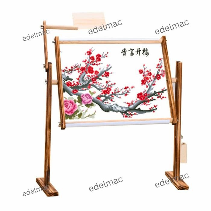 

Standing Frame Adjustable Jahit Sulam Cross Stitch Tapestry Embroidery Wood Rack Dudukan Pemadani