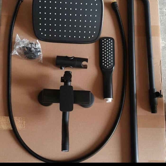 Spesial Shower Tiang Hitam/Shower Column Panas Dingin Black/3 Way Shower Set