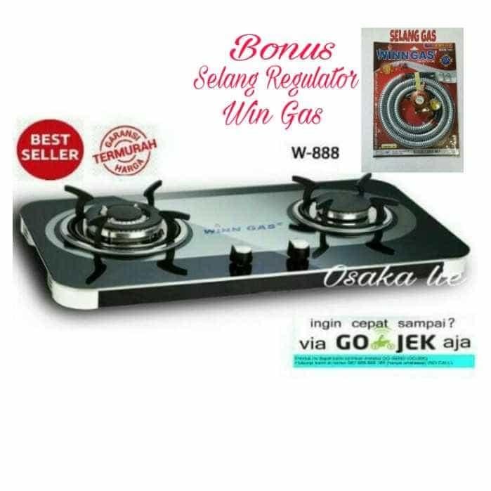 Kompor Gas Tanam Kaca Win Gas W-888 2 Tungku