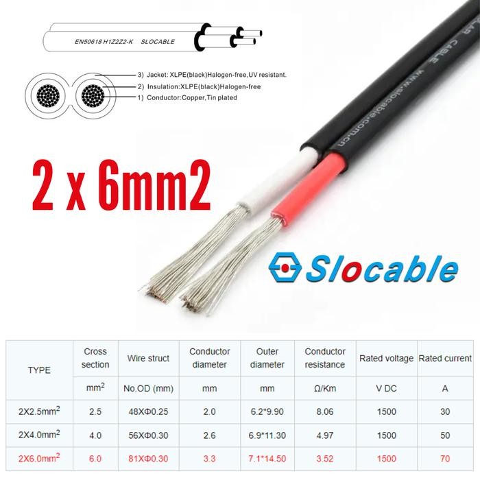 31 Best Promo Kabel Pv Slocable 2X6Mm Pv1F Twin Core 2 X 6Mm Solar Panel Surya Pv-1F Realpict
