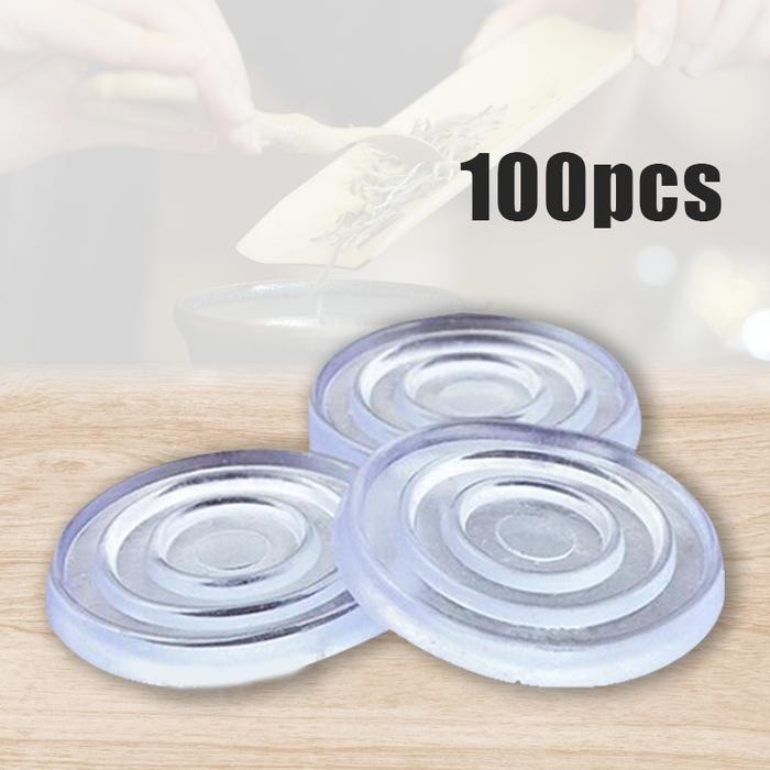 100PCS Karet Ganjal Kaca Karet Bulat Bening Tataan Meja Kaca Anti Slip Kaca Karet Rubber Meja