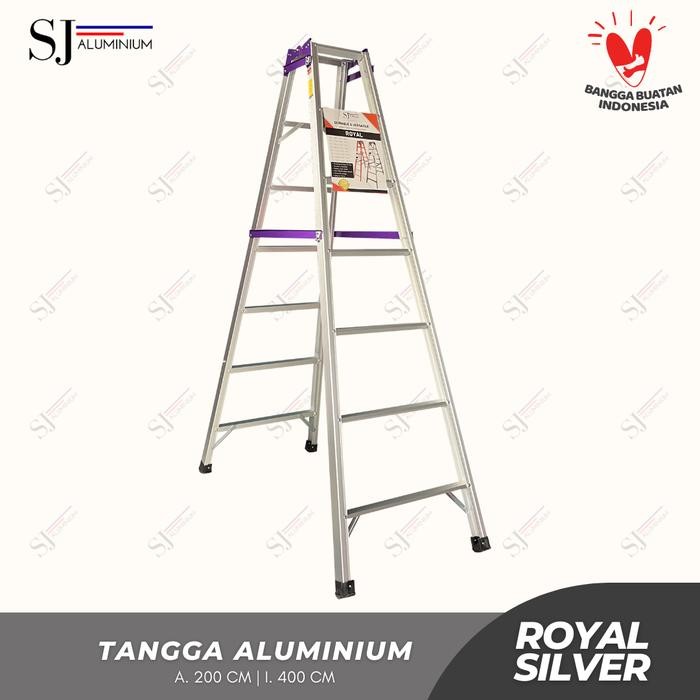 

Terlaris Royal - Tangga Lipat Aluminium Multifungsi Silver - Jumbo Aluminium Ladder - 2 Meter / 200