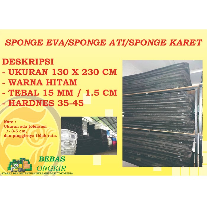 SPON KARET ATI EVA SPONGE LEMBARAN HITAM TEBAL 15 MM