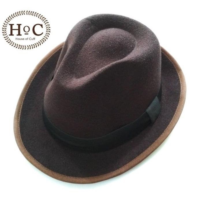 Houseofcuff Topi Fedora Hat BROWN FEDORA HAT LAKEN