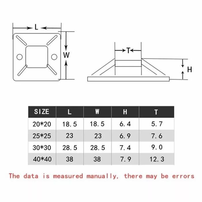 

Tie Mount 40X40 Mm Pengikat Pengait Kabel Timon Premium